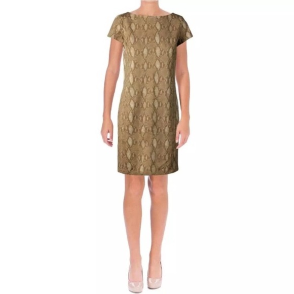Ralph Lauren Python Snakeskin Ponte Sheath Dress - Picture 2 of 8